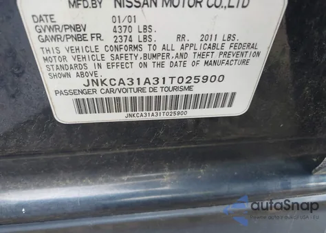 2001 Infiniti I30 Touring z USA, uszkodzony, nr VIN JNKCA31A31T025900